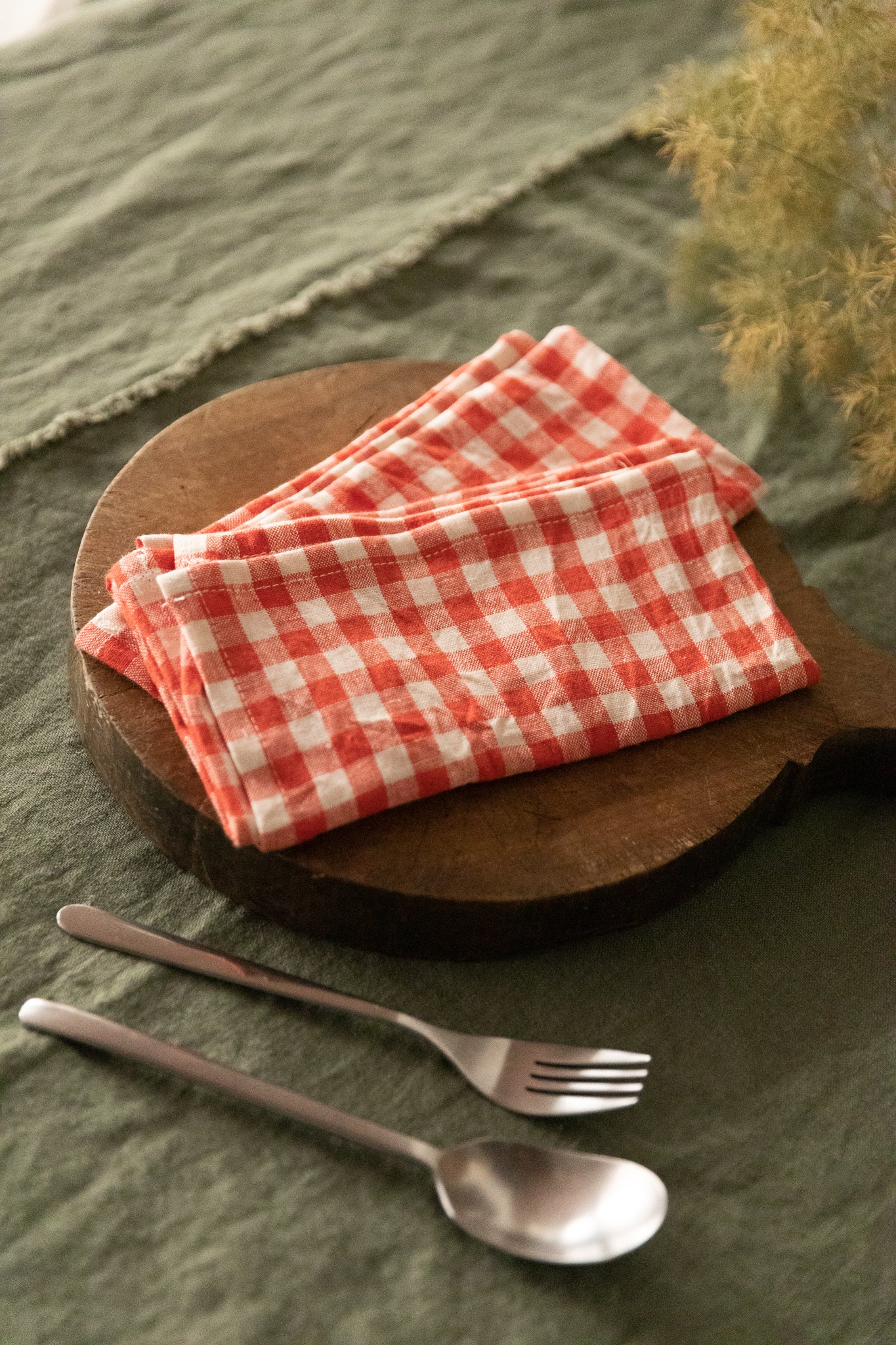 SERVILLETAS LINO VICHY ROJO