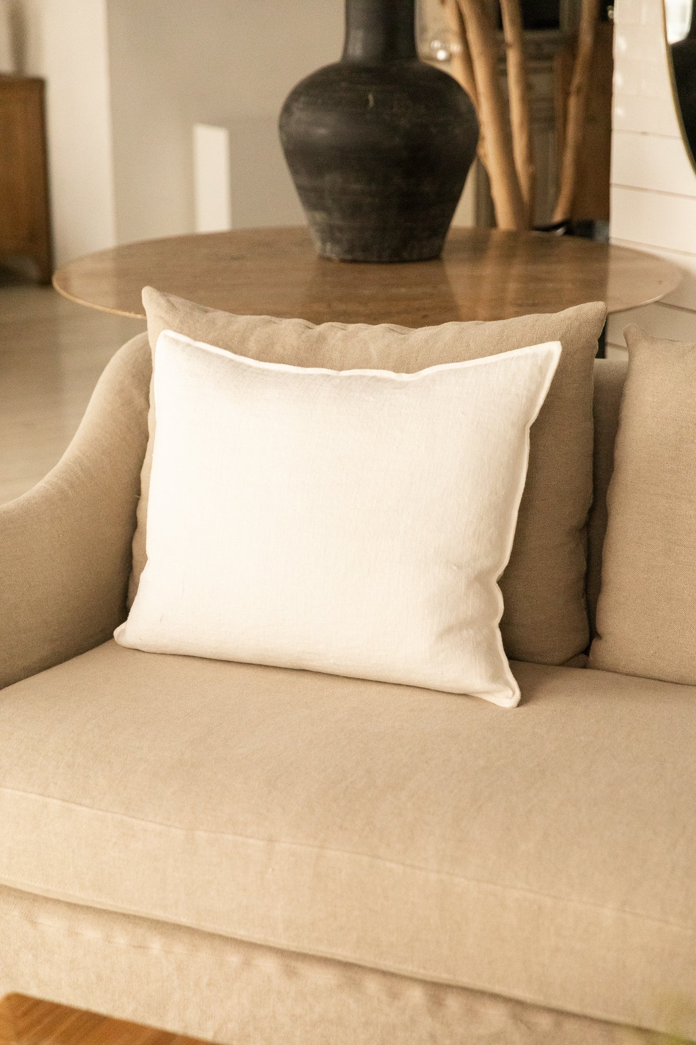 FUNDA DE COJÍN FORMENTERA PESTAÑA BLANCO