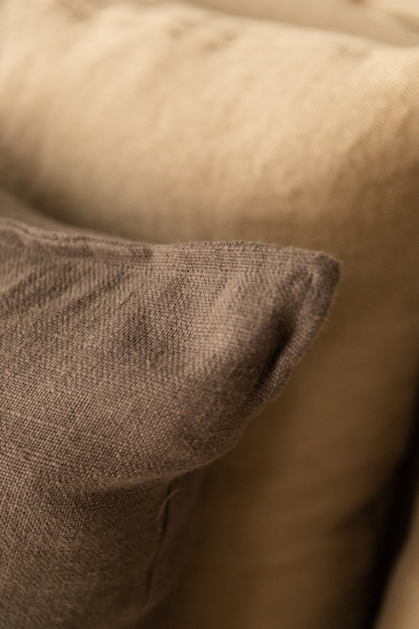 FUNDA DE COJÍN LINO GRIS PESTAÑA