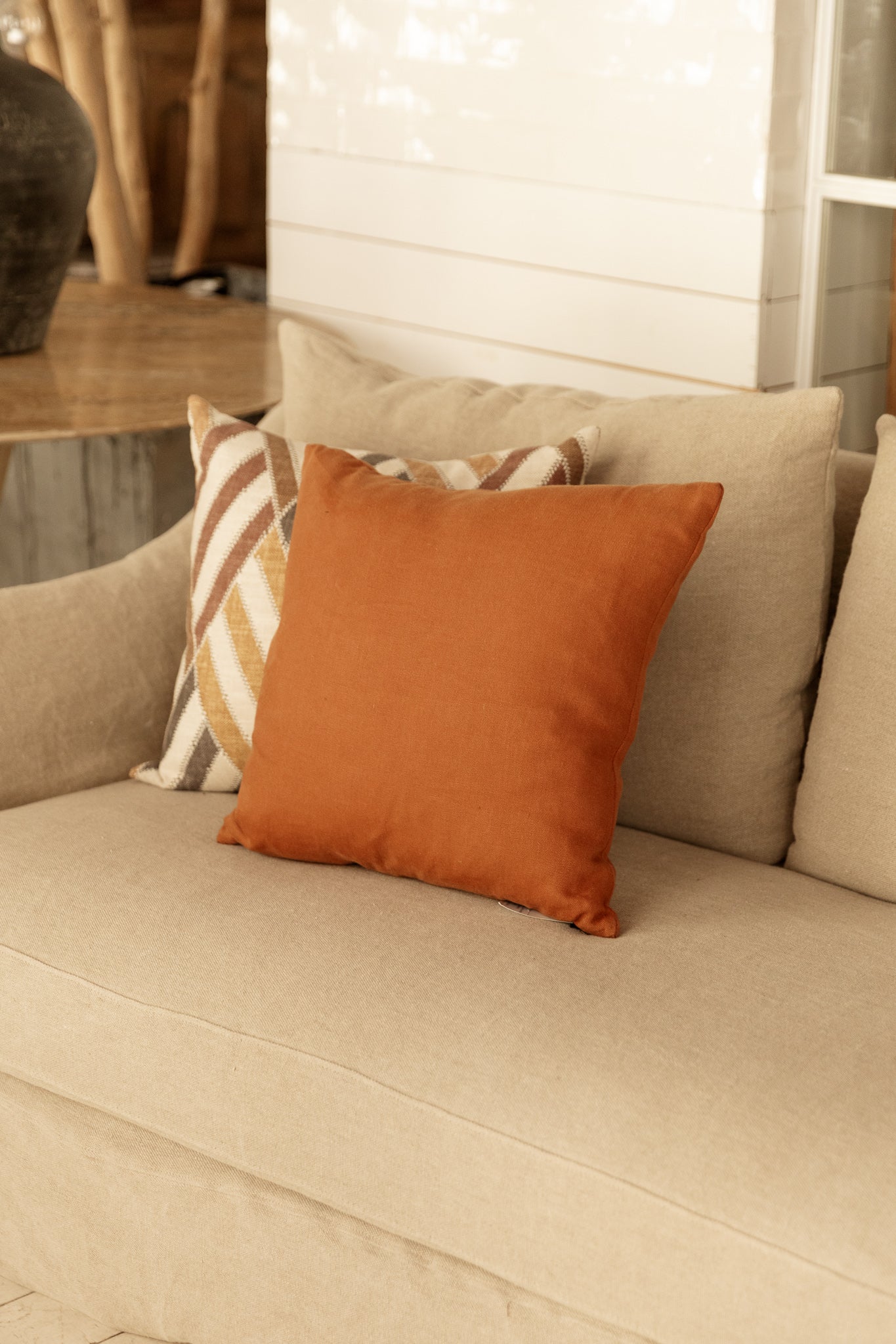 COJÍN DE LINO LAVADO TERRACOTA