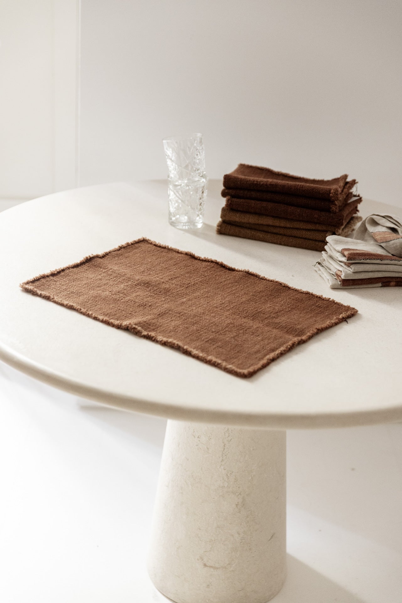 INDIVIDUAL DE LINO Y LANA TEJA