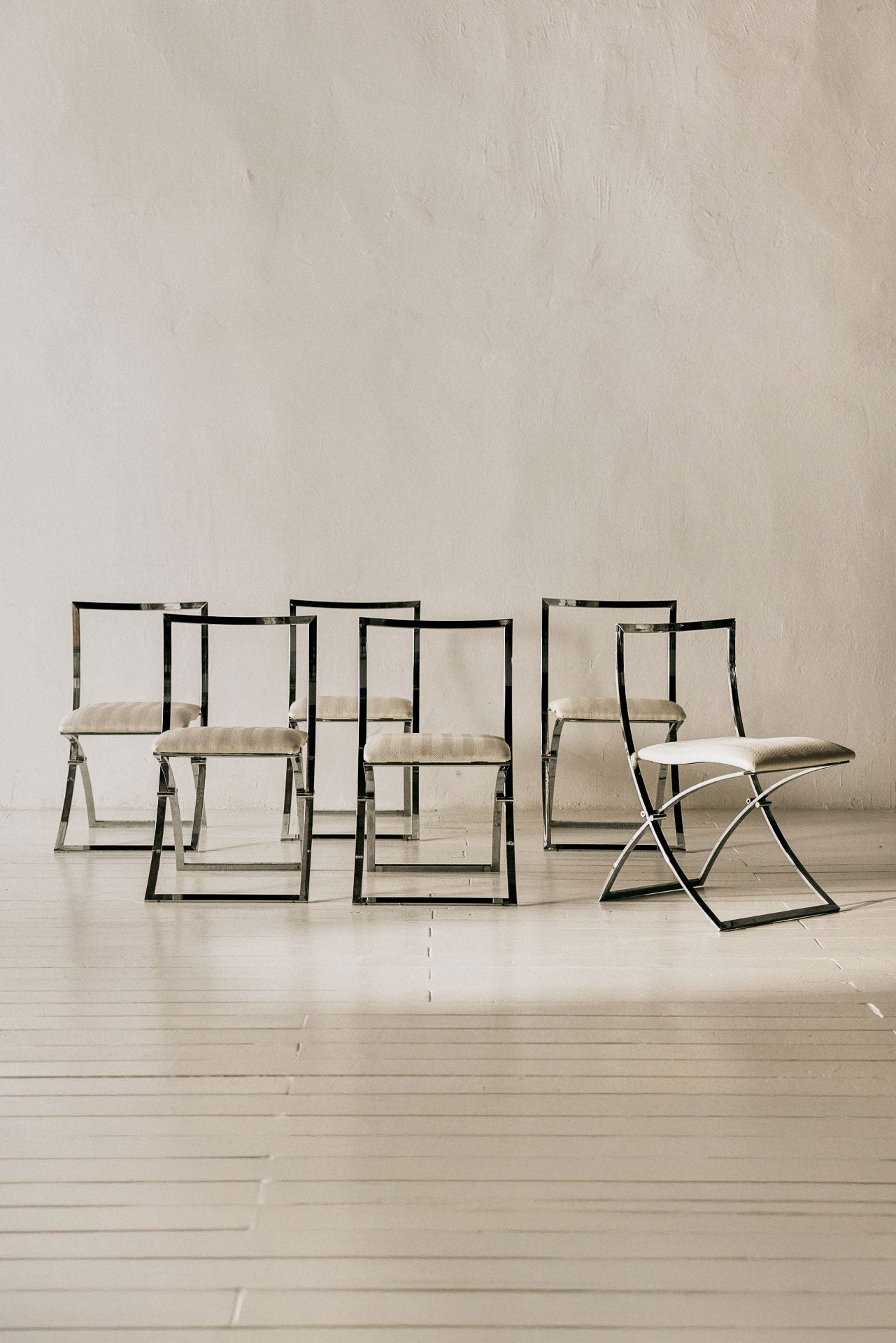 SILLAS DE ACERO CROMADO DE MARCELLO CUNEO | SET DE 6