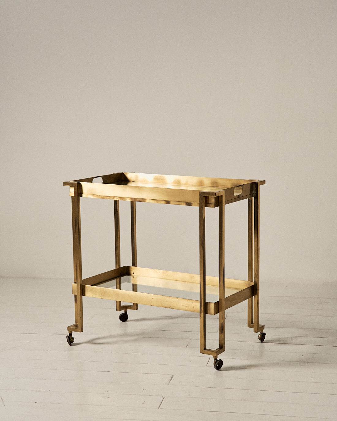 CARRO DE BAR LATÓN Y CRISTAL