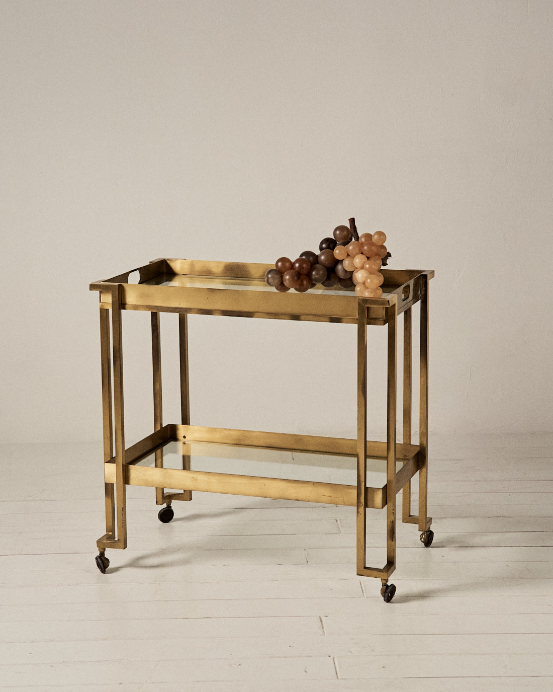 CARRO DE BAR LATÓN Y CRISTAL