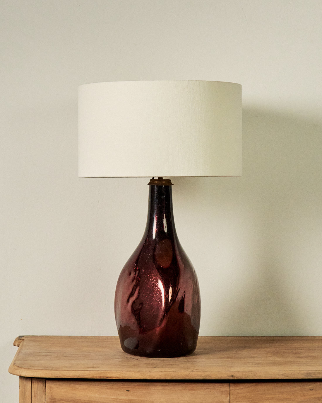 BASE DE LÁMPARA VIDRIO CROMADO ÁMBAR