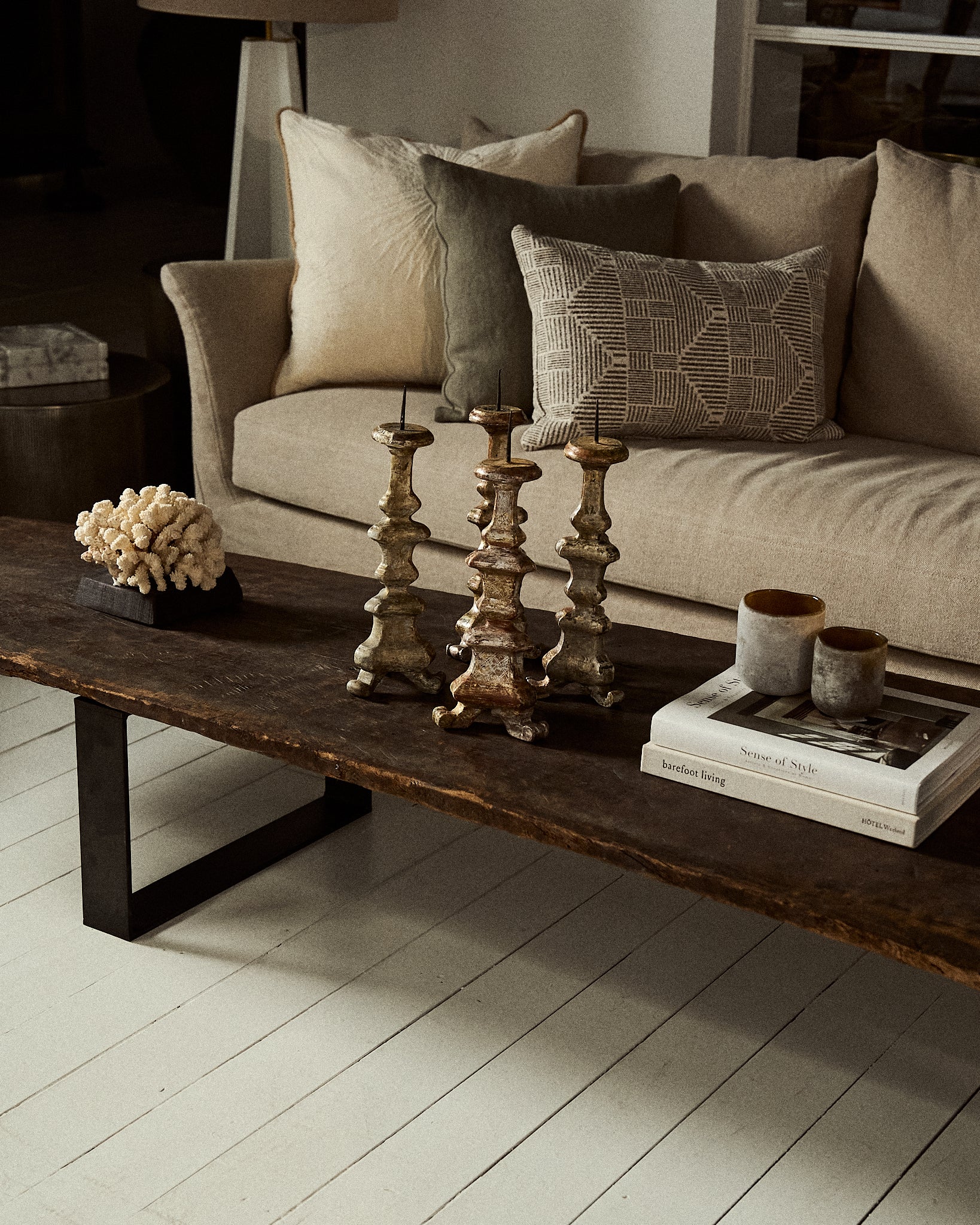 MESA DE CENTRO MADERA RECUPERADA Y ESTRUCTURA DE HIERRO